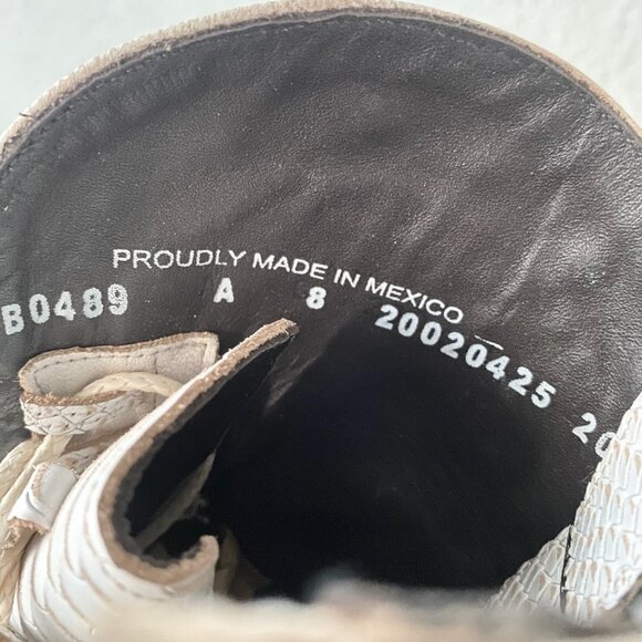 Lane SHOWDOWN Womens White Cowboy Boots 8 Short Western Cowgirl Lace-up Bootie - Picture 8 of 10